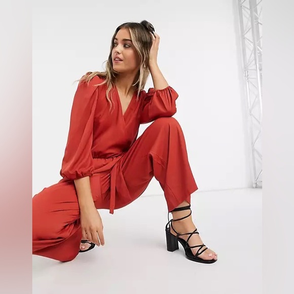 ASOS - MONKI - Tia Wrap Front Jumpsuit in Rust - Picture 3 of 11